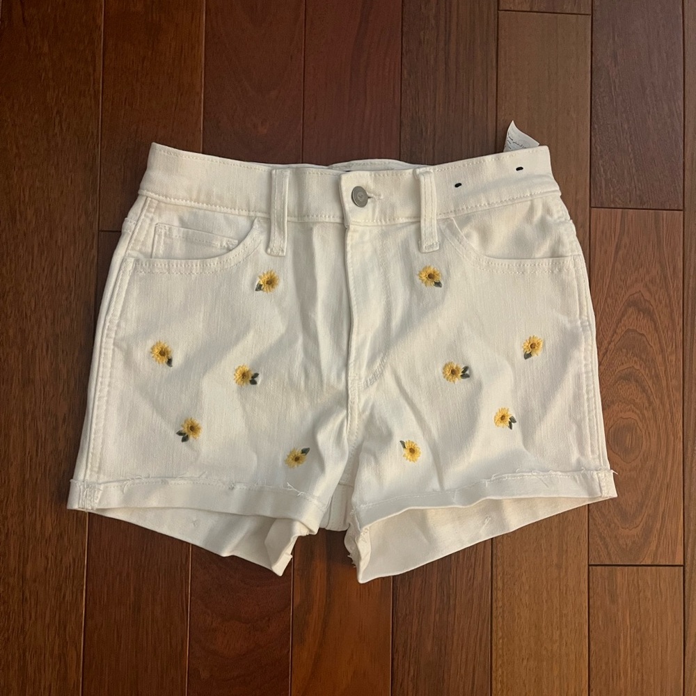 Hollister white jean shorts